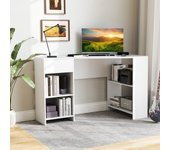 Escritorio de computadora en forma de l escritorio de esquina 120 cm cajón estantes oficina casa blanco