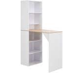 Vidaxl mesa de bar con estantería blanca 115x59x200 cm