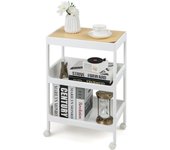Carrito con ruedas de 3 niveles, carrito de servicio con bandeja extraíble, estante de baño, estante de cocina, carrito de almacenamiento, con ruedas