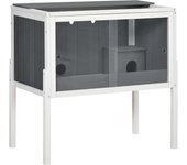 Jaula para hámster pawhut madera de abeto, metal galvanizado, acrílico gris oscuro 82x45x81 cm
