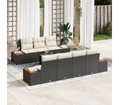 Vidaxl conjunto de sofás de jardín de 8 piezas con cojines negro rattan