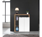 Credenza de roble tabaco y blanco 108x41x126