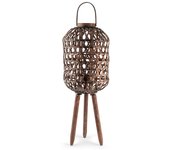 Farol h&h de madera trenzada con trípode color madera oscura cm 33x107h