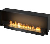 Chimenea de bioetanol empotrada inside black 1500 - negro mate, con cristal, quemador de 5 l, diseño moderno