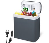 Nevera eléctrica 24 l (gris) mini nevera 230 v y 12 v para autocaravana fría y caliente modo eco