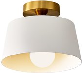 1 lámpara de techo para pasillo con luz cálida y pantalla blanca y baño dorado, moderna lámpara minimalista para porche, semiempotrada.