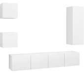 Conjunto de muebles mueble aparador tv televisión salón dormitorio salón 5 piezas blanco madera contracha 02_0024857