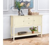 Aparador cocina madera 2 cajones 2 repisas abajo puertas mesa auxiliar 117x38x86,5cm beige