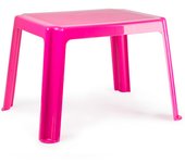 Tradineur - mesa auxiliar baja de plástico, mesita para niños, estructura sólida, interior y exterior, salón, jardín (rosa, 54 x 65 x 42 cm)