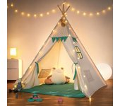 Tipi infantil con esterilla, dispositivo de fijación y guirnalda 120lx120lx150h