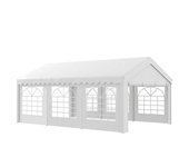 Carpa de jardín outsunny acero, pe blanco 600x400x280 cm