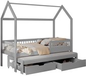 Cama henderson 166, individual con una cama supletoria-nido, gris, 90x200, 90x190, madera, somieres, 97x206x190cm