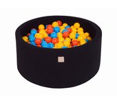 Meowbaby piscina de bolas, round seca para niños, negro : amarillo/naranja/azul, 300 pcs, 90x40cm