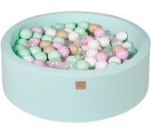 Meowbaby piscina de bolas, round seca para niños, menta : rosa pastel/transparente/beige/blanco/menta, 200 pcs, 90x30cm