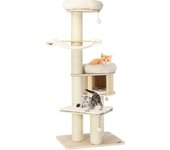 Árbol de gato de madera de 5 niveles 174 cm con cojín de felpa,árbol de gato multicapa con rascadores,hamaca,condominio privado con cama para gato
