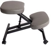 Sillón de rodillas hwc-e10, taburete taburete de rodillas, regulable en altura ruedas imitación cuero metal certificado mvg ~ gris mate
