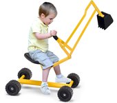 Juguete pala de arena para niños, juguete para cavar arena para la playa pala con asiento giratorio de 360 grados, 2 brazos y 4 ruedas antideslizantes