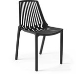 Silla de jardín de plástico negro con diseño perforado