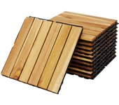 Juego de baldosas de madera para terraza de 30 x 30 cm, diseño lineal, sarrafo, 30x30x1.9 cm