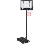 Relaxdays canasta baloncesto exterior, tablero basketball, altura regulable, 205–260cm, móvil, de pie, negro y blanco