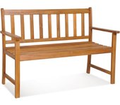 Banco de jardín de 2 plazas, banco con respaldo, reposabrazos, banco de balcón de madera, banco de madera, 122×56,5×86cm (largo x ancho x alto)