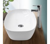 Luxebath lavabo cerámico ovalado con agujero conexión estandar - blanco - lavamanos sobre encimera - 350 x 205 x 125 mm - diseño moderno - fregader