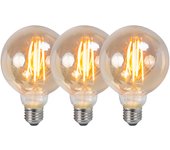 Set de 3 bombillas led e27 regulables g95 ahumado 5w 380lm 2200k