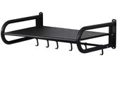 Estante de pared para microondas de acero inoxidable reforzado de 45 x 36,5 cm para horno de cocina, para restaurante, color negro.