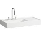 Laufen kartell lavabo, 2 agujeros para grifo, sin rebosadero, repisa derecha, 900x460mm, h8103384008151, color: blanco con lcc