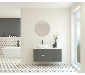 Mapau pack mueble de baño con lavabo y espejo redondo gebelin gris macadam 120cm