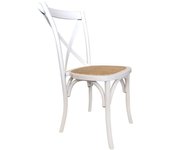 Pack 2 sillas de comedor o cocina piper. silla apilable de madera maciza y asiento de ratán en blanco.