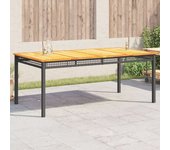 Mesa de jardín vidaxl negra 180x90x75 cm de mimbre de resina y madera de acacia