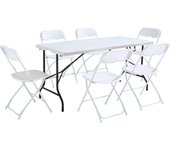 Mesa de 162 cm y 6 sillas plegables