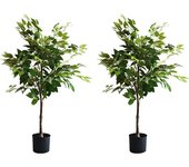 2 unidades de planta artificial ficus 105 cm - árbol ficus artificial