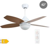 Ventilador de techo con luz 4 aspas ø106 blanco/haya motor ac