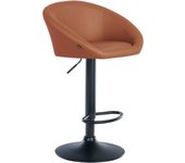 Taburete de bar asiento giratorio 360° regulable en altura en pvc marrón claro base de metal negro 10_0004767