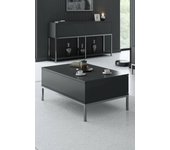Mesa de café antares, mesa de centro baja, revistero para sofá, estante de la sala de estar, 90x60h40 cm, antracita y plata