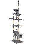 Rascador para gatos con techo de cuerda de sisal, poste rascador xxl, gris y blanco 16_0000020
