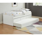 Cama nido titouan con 3 cajones - 90 x 190 cm - mdf y pino - blanco