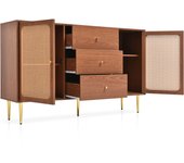 Cómoda 150×40×90 cm - 2 puertas y 3 cajones - estante regulable - color nogal