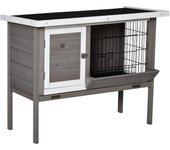 Conejera de madera pawhut madera de abeto y acero gris 91x46x71 cm