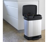 Cubo de basura con pedal curver deco de 10 l y 18 l, color plateado