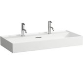 Laufen kartell lavabo bajo encimera, 2 agujeros para grifo, con rebosadero, 1000x460mm, h8103374001071, color: blanco con lcc