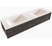 Mondiaz lush 150cm mueble de baño color dark brown con 1 cajón. con lavabo cloud doble 2 orificios color talc