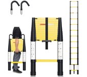 Escalera telescópica hasta 150 kg escalera de tijera de aluminio multifunción estable 3,8 m negro