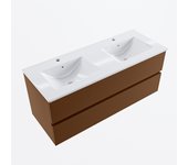 Mondiaz vica 120cm mueble de baño rust 2 cajones. con lavabo denia doble 2 orificios color blanco brillo