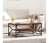 Mesa de café con estante de madera envejecida 90x50x40 cm, hecha de madera