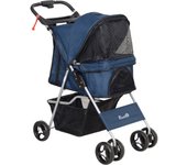 Cochecito para perros pawhut acero, tela oxford azul 75x46x94 cm d00-083v00db