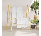 Vidaxl escalera toallero doble con 4 peldaños bambú 90x50x100 cm
