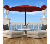 Sombrilla de jardín 350 cm, uv30+, sombrilla de exterior, sombrilla de terraza, manivela, rojo, sombrilla de playa